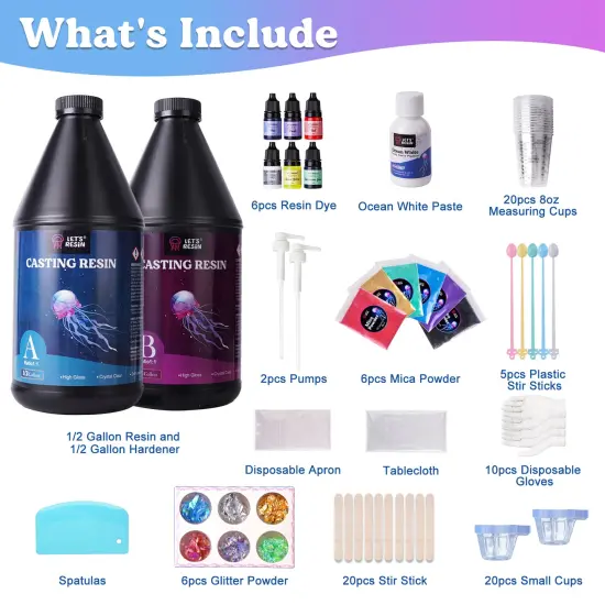 LET'S RESIN 1 Gallon Casting Epoxy Resin with Pumps, Crystal Clear Epoxy Resin Kit for Beginners, with Ocean White Paste, Color Pigment, for DIY Art, Craft,Jewelry,River Table {2}