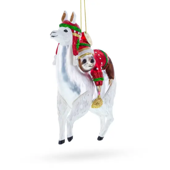 Llama and Sloth Glass Christmas Ornament {1}