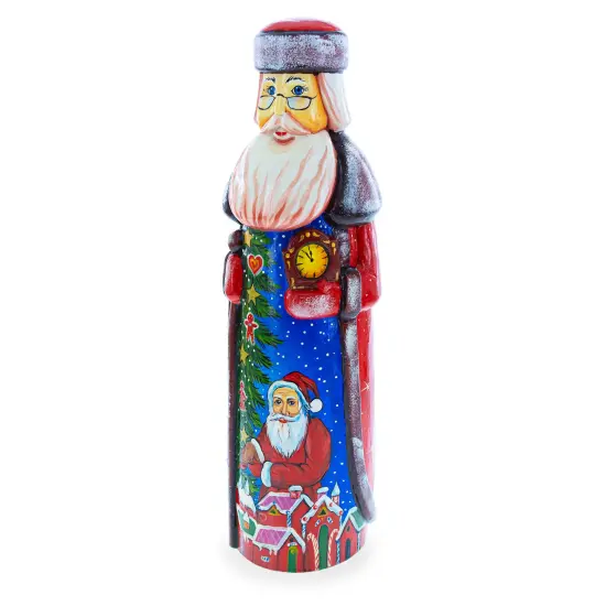 Santa Delivering Christmas Gifts Hand Carved Solid Wood Santa 11 Inches {3}
