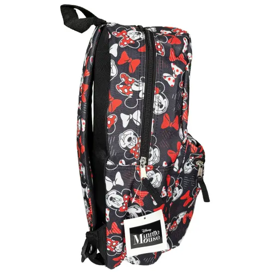 Minnie Mouse & Bows All Over Print Black and Red 16" Backpack with Front Pocket {4}
