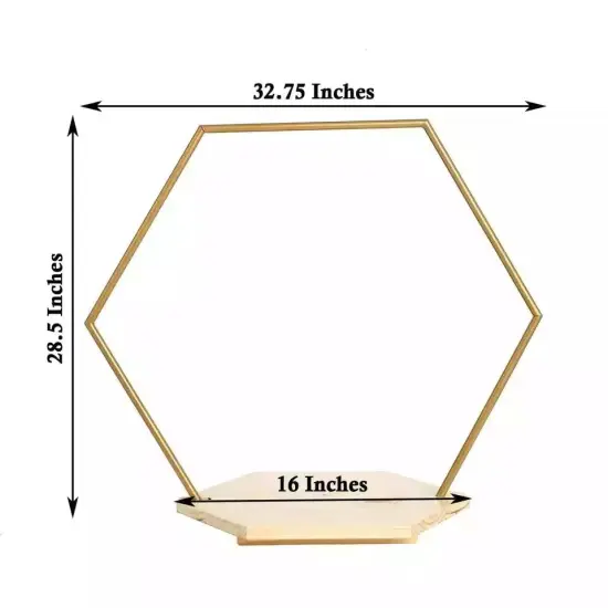 28" Gold Wood Hexagon Geometric Metal Arch Cake Display Stand Decorations {4}