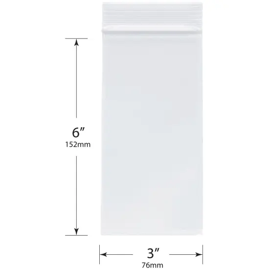 Plymor 3" x 6", 2 Mil Zipper Reclosable Plastic Bags {3}