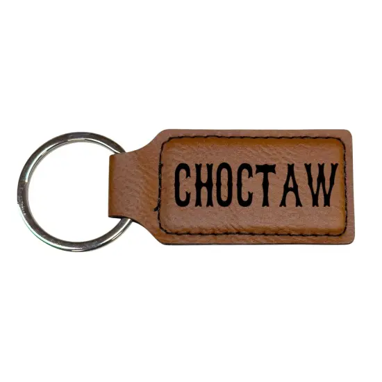 Keychain - Rectangle - Choctaw - Leather Black/Silver {4}