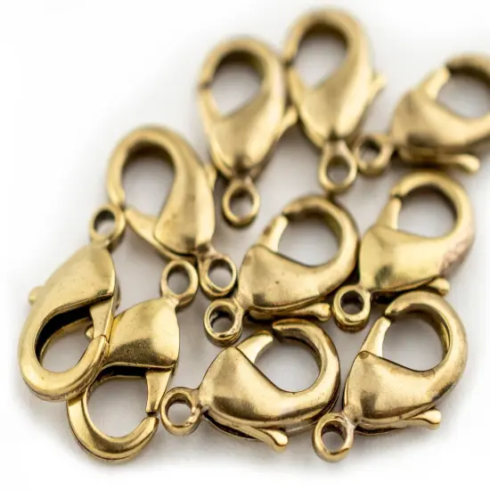 The Bead Chest Brass Lobster Clasps (12mm, Set of 10) {1}