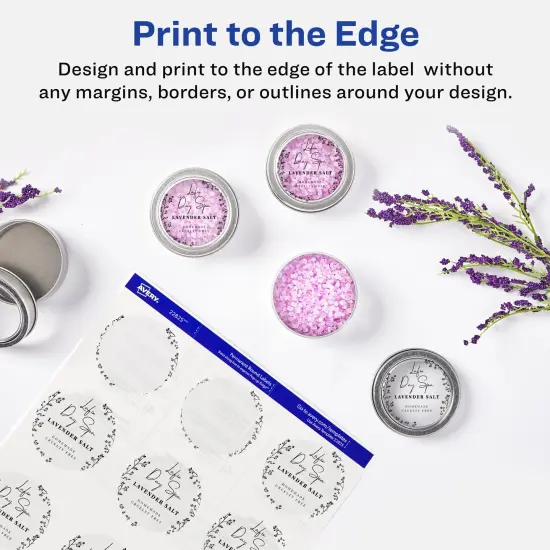 Avery Printable Round Labels with Sure Feed, 2" Diameter, Glossy Clear, 120 Customizable Labels (22825) {3}