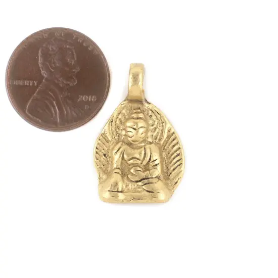 The Bead Chest Brass Buddha Pendant (16x25mm) {2}