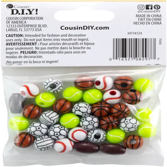 CousinDIY Fun Pack Acrylic Sports Beads 1oz-Assorted Balls {2}