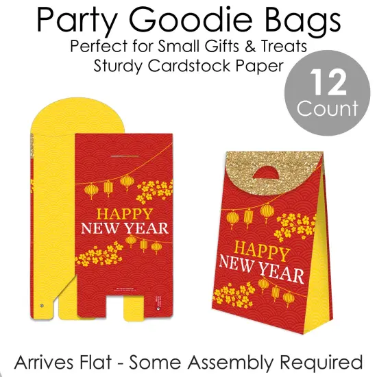 Big Dot of Happiness Lunar New Year - Gift Favor Bags - Party Goodie Boxes - Set of 12 {7}