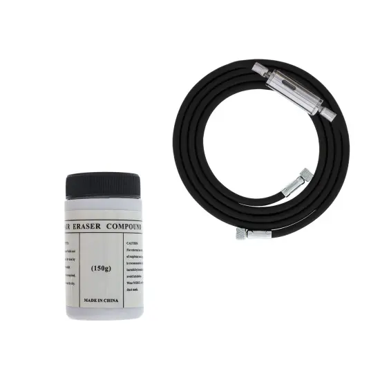 Gravity Feed Air Abrasive Eraser and Etching Airbrush Kit - Mini Sandblaster Etcher Gun with 1/2 oz. Cup, 0.5 mm Tip, Hose {6}