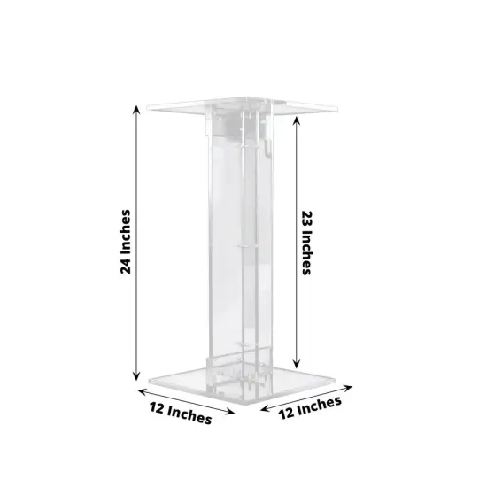 24" Clear Acrylic Flower Display Stand Square Top and Base Party Decorations {3}