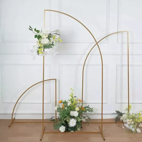 6 ft Gold Half Moon Metal Floral Display Frame Arch Backdrop Stand Party Events {3}