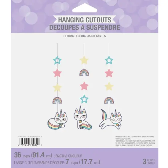 Kitty Cat Sassy Caticorn Hanging Swirl Decorations - 3ct {2}