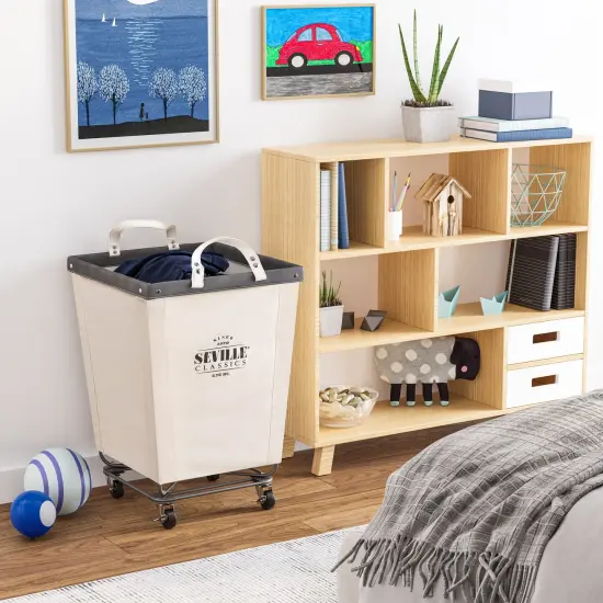Seville Classics Heavy-Duty Rolling Laundry Hamper, 18.25" W x 18.25" D x 27.5" H Grey {8}