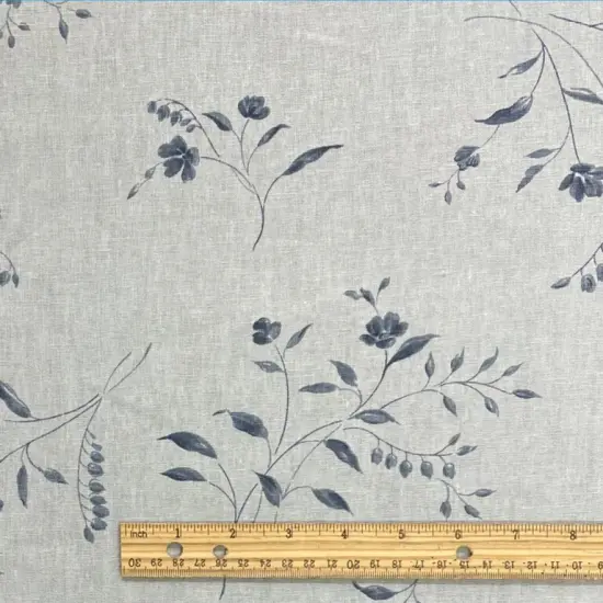 1 Yard Grey Vine Print Linen Rayon Blend Fabric Midweight Printed 53 Inch Width Floral and Grey {3}
