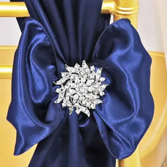 10 Pieces Navy Blue Satin Chair Sashes for Elegant Wedding and Event Decor 8x108 inches {4}
