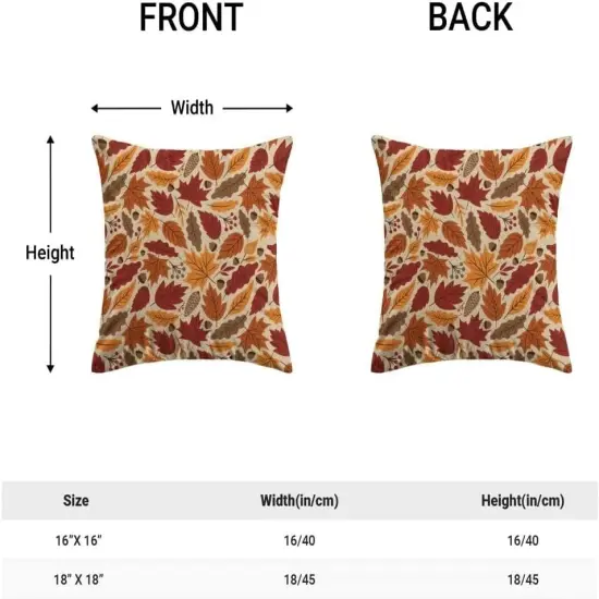 Set of 2 Autumn Maple Leaf Pillow Covers 18x18 {4}
