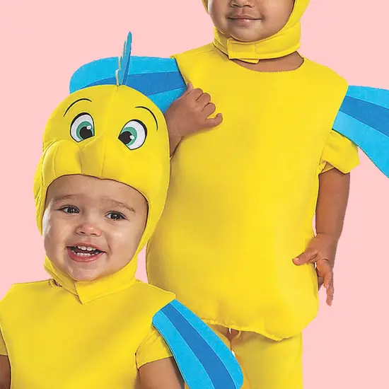 Baby Little Mermaid Flounder Toddler Costume Yellow Jumpsuit {4}
