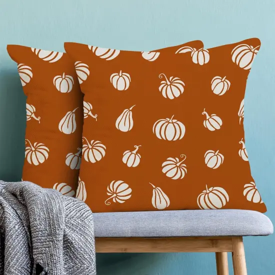 Set of 2 Fall Pillow Covers 18 x 18 Inch(VBurnt Orange) {2}