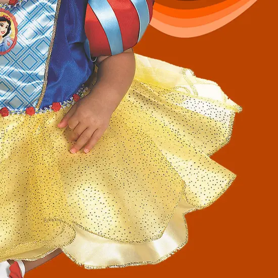 Girl's Snow White Costume Infant Dress Gold Sparkle Puff Sleeves {4}