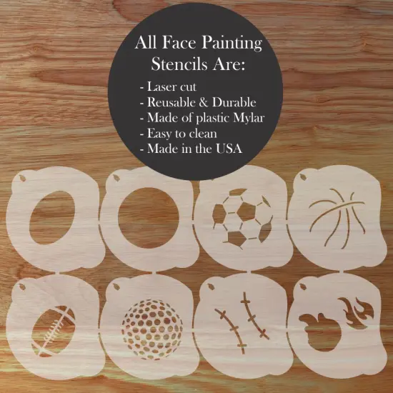 Assorted Sports Face Painting Stencil Set | Perfect for Face Painting, Temporary Tattoos, Birthday Party | Designer Stencils | {2}