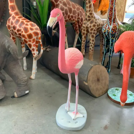 Standing Flamingo Life Size Statue {4}