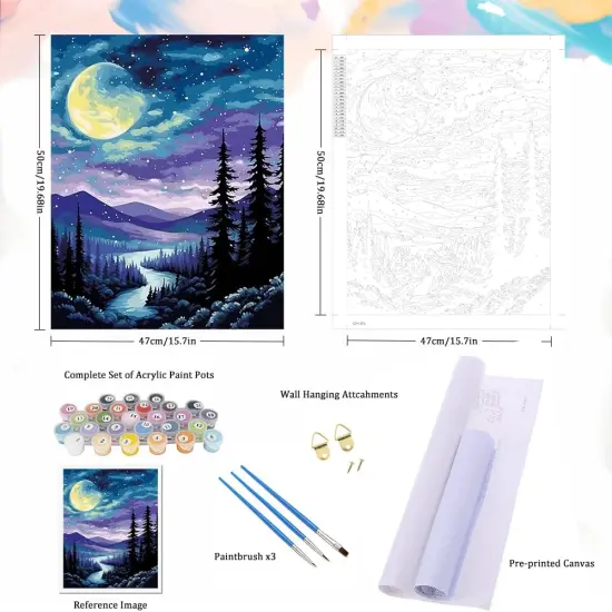 Forest Night Scene Acrylic Easy Paint by Numbers Kits,16x20 Inch {5}