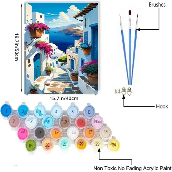Sunset Santorini Paint by Numbers Kit for Adults (16x20 inch) {2}