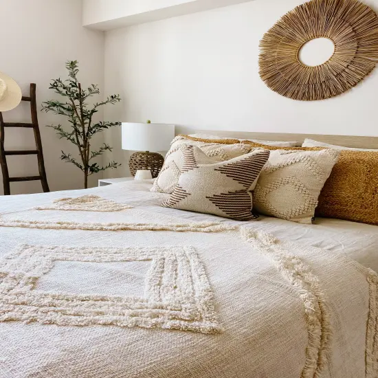 Brown & Beige Striped Modern Boho 20" Pillow Cover &ndash; Handmade, Premium Canvas Backing, Hidden Zipper {3}