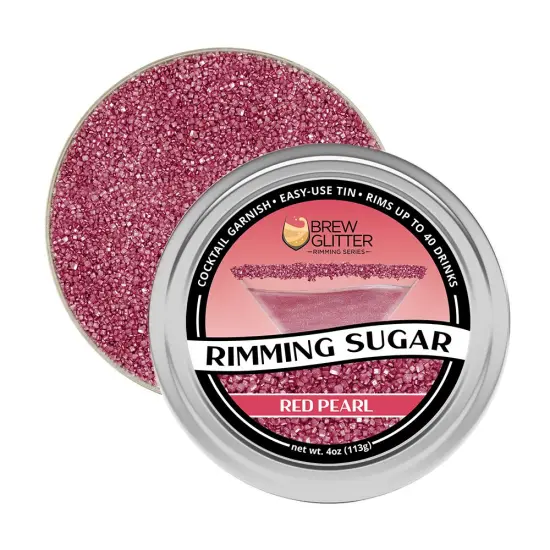 Brew Glitter - Red Pearl Rimming Sugar (4oz, 1x Bar Tin) Cocktail Garnish for Mixed Drinks & Refreshments {5}