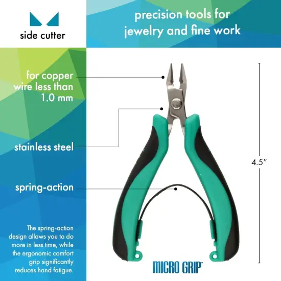 The Beadsmith Side Cutter Tool &ndash; Micro Grip Series &ndash; Comfortable Handle with Spring Action Design, Fine Polished Stainless-Steel Head, Quality Tool for Jewelry Making {7}