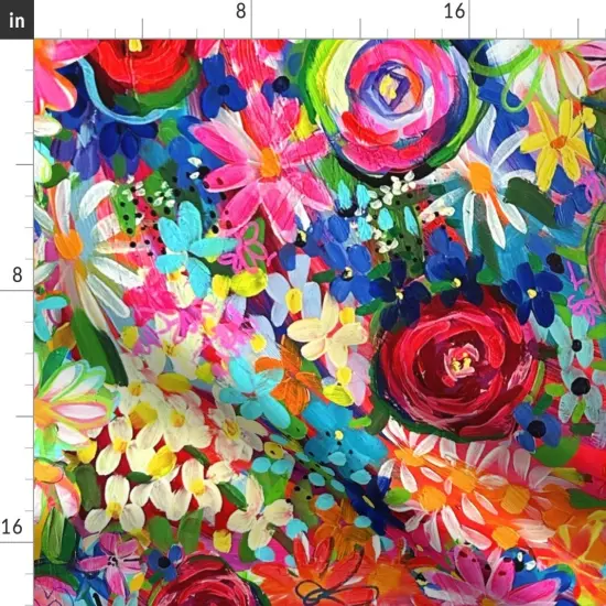 Various Fabrics by the Yard or Fat Quarter Bohemian Bright Flora Eclectic Hand Painted Flower Garden Summer Spring Colorful Rose Dots Bold Floral Painting Texture Funky Unique Abstract Custom Printed Fabric by Spoonflower {2}