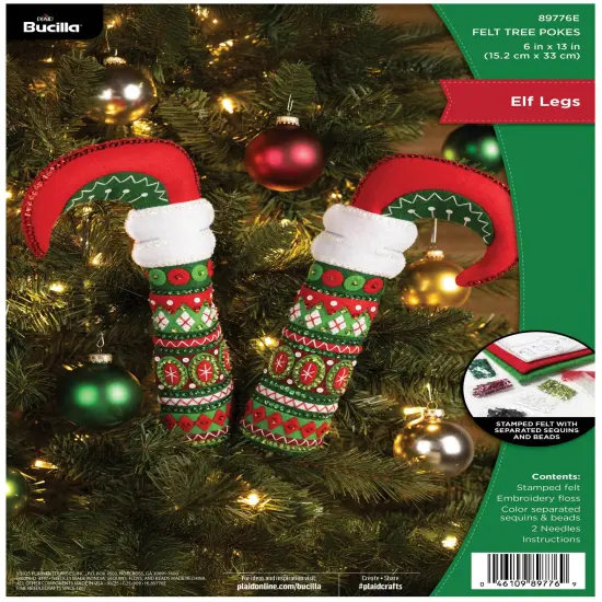 Bucilla Felt Dcor Applique Kit 6"x13"-Elf Legs Tree Pokes {1}