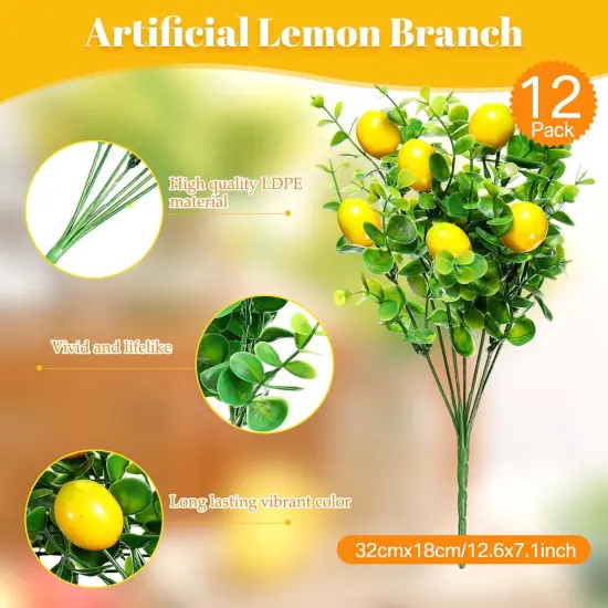 12 Pack Lemon for Decoration Fake Lemon Branches Artificial {2}