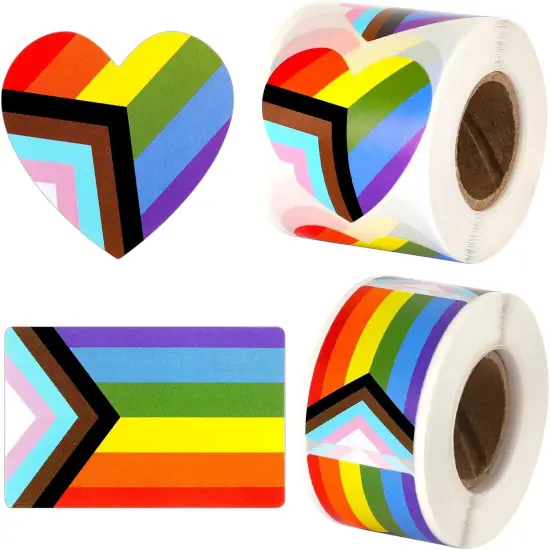 Pride Stickers,600Pcs Gay Pride Stickers Bulk Pride Rainbow Heart Flag Stickers 2 Roll Self Adhesive Decal Stickers for Laptop Water Bottle Decor and Pride Parade Events Accessories {1}
