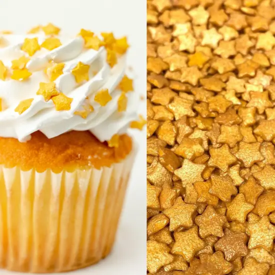 Krazy Sprinkles - Gold Pearl Stars (1/2 Cup, 1x Jar) for Cakes, Ice Cream & Cookies {2}