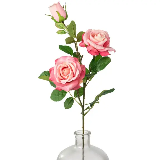 30" Pink Rose Spray &ndash; Realistic Faux Floral Stem {1}