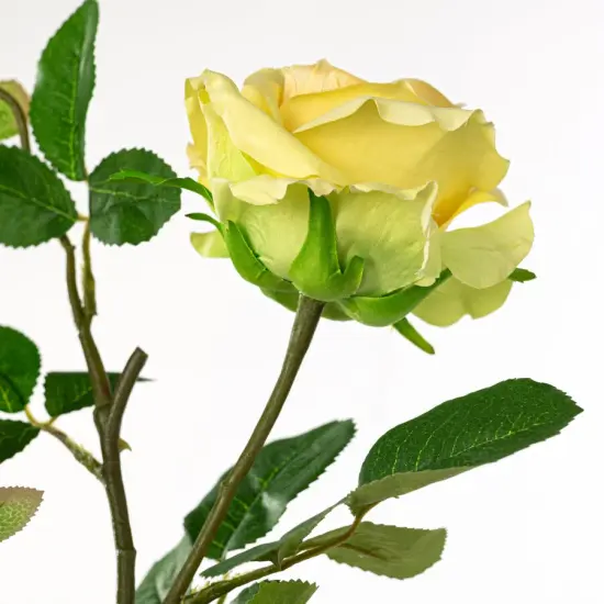 30" Yellow Rose Spray &ndash; Realistic Faux Floral Stem {2}