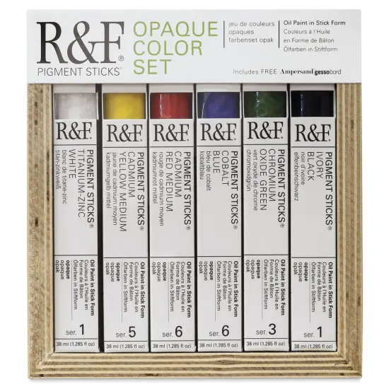 R&F Pigment Sticks - Set of 6 with Gessobord, Opaque Colors, 38 ml {2}