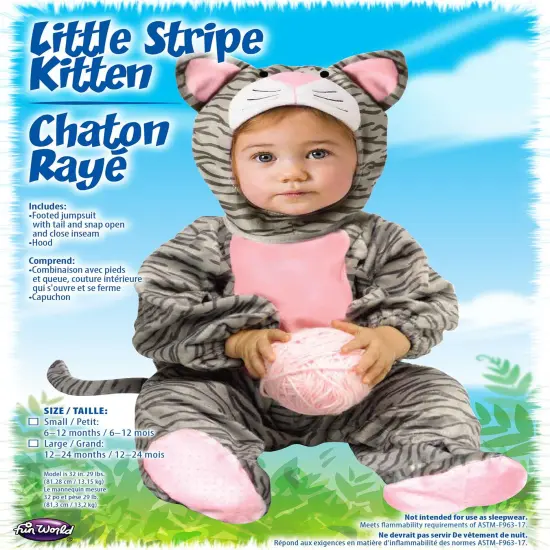 Fun World - Little Stripe Kitten Infant Costume - 12/24 Months {2}