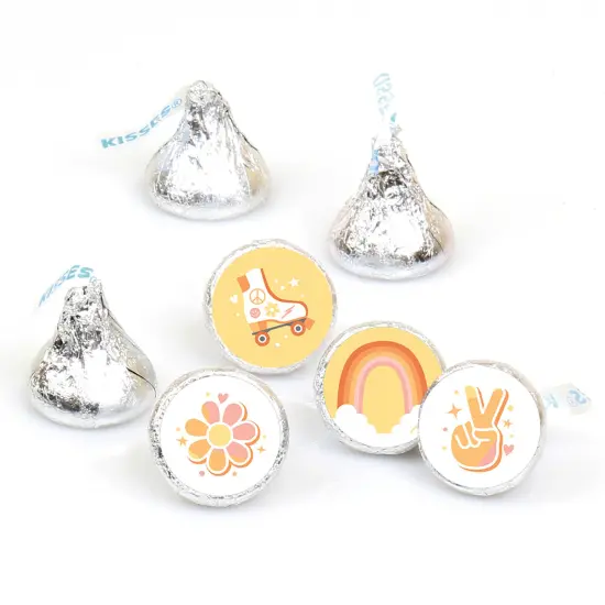 Big Dot of Happiness Stay Groovy - Boho Hippie Party Round Candy Sticker Favors - Labels Fits Chocolate Candy (1 sheet of 108) {1}