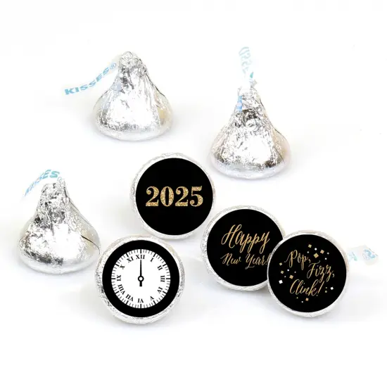 Big Dot of Happiness New Year's Eve - Gold - Round Candy 2025 New Years Eve Sticker Favors - Labels Fits Small Round Chocolate (1 sheet of 108) {1}