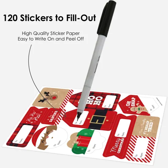 Big Dot of Happiness Jolly Santa Claus - Assorted Christmas Party Gift Tag Labels - To and From Stickers - 12 Sheets - 120 Stickers {4}