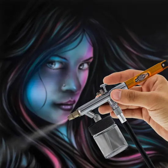 6 Master Performance S58 Dual-Action Siphon Feed Airbrushes with 0.35 mm Tips, 3/4 oz. Bottles, Color Coated Cutaway Handles & Storage Case {6}