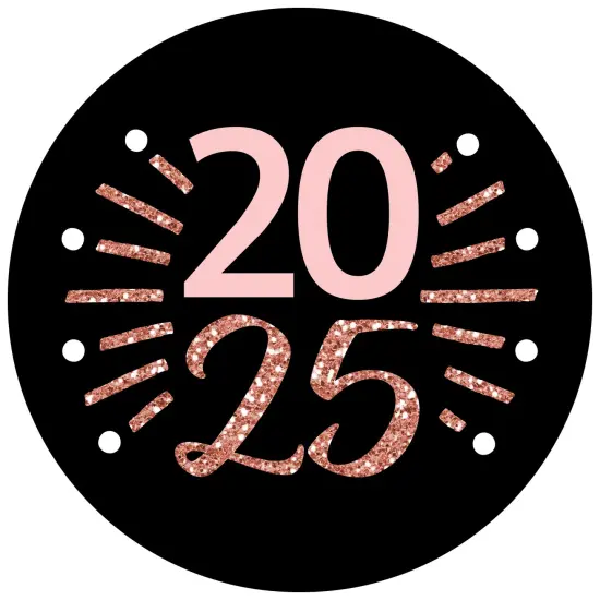 Big Dot of Happiness Rose Gold Happy New Year - 2025 New Year's Eve Party Circle Sticker Labels - 24 Count {1}