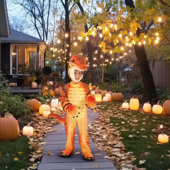 Plush Orange Raptor Dinosaur Costume Child Toddler {4}