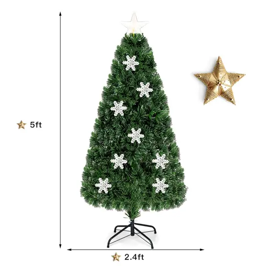 Costway 3/4/5/6 FT Pre-Lit Fiber Optic Artificial Christmas Tree with Multicolor Led Lights {4}
