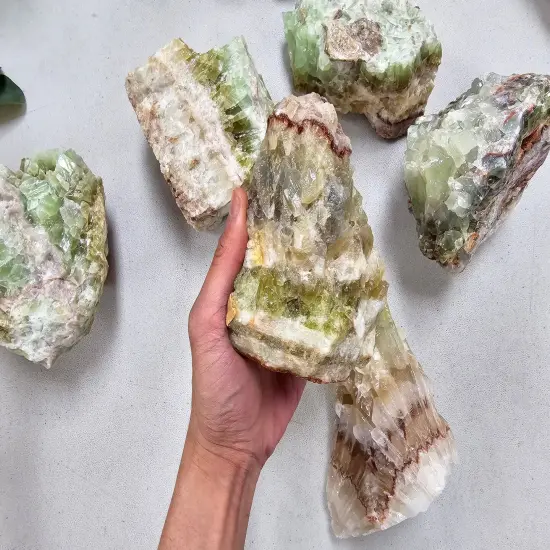 Green Calcite Crystal Large Pieces For Lapidary & Display {3}