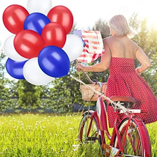 100 Pcs Red White Blue Latex Balloons 13 Inch Colorful Round Balloons for 4th of July Decorations Independence Day Patriotic Wedding Birthday Party Decoration {4}