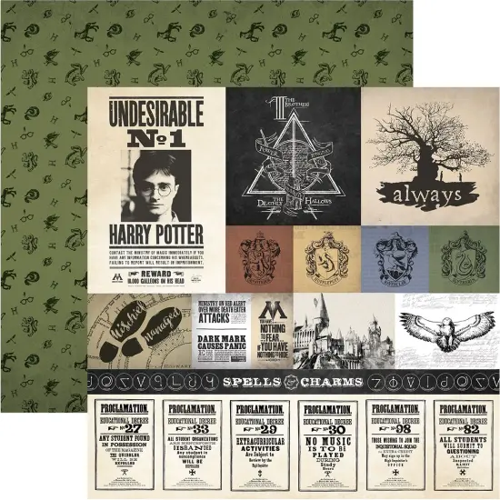 Paper House Harry Potter Double-Sided Cardstock 12"X12"-Harry Potter Parchment Tags {1}