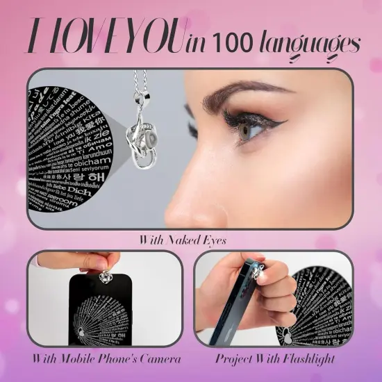 Preserved Rose Flower Gifts with Necklace - PINK {3}